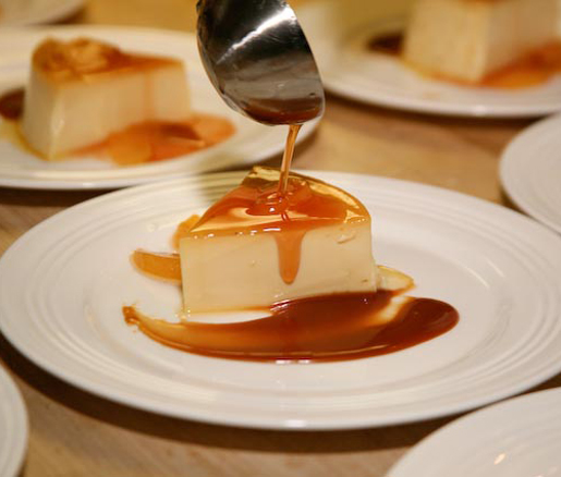 Andrea Lekberg's recipe for sage custard with coffee caramel and plum sauce, adapted by the James Beard Foundation