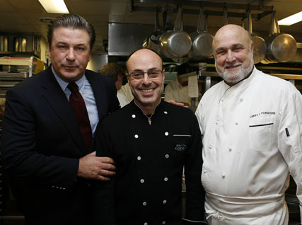 Alec Baldwin and JBF Award winners Alfred Portale and Larry Forgione in the Four Seasons kitchen