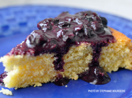 Corncake with Blueberry Compote