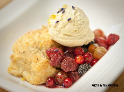 Black Pepper Shortcake with Summer Fruits and Honey Lavender Ice Cream