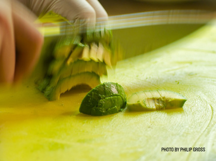 Slicing avocados at a recent Beard House dinner.