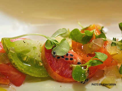 Summer tomatoes served at a Beard House dinner.
