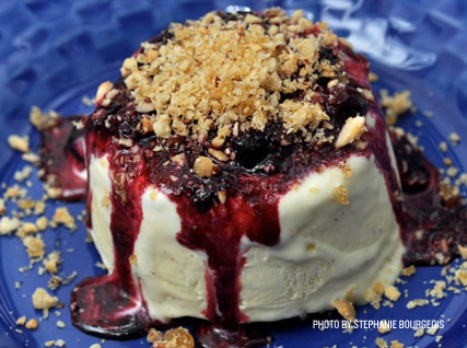 Vanilla Bean Semifreddo with Blueberry Compote and Hazelnut Crunch, from the James Beard Foundation