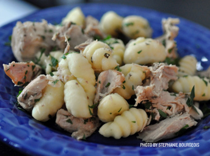 A recipe for Gnocchi with Rabbit and Golden Ale Ragoût from the James Beard Foundation