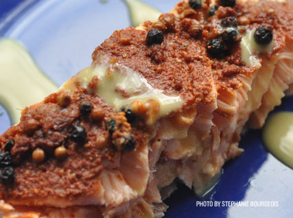 Hot-Smoked Salmon with Yuzu–Honey Mustard