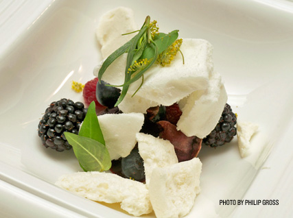 Matthew Lighnter's beets, berries, and meringue at the James Beard House