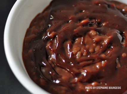 Chocolate Rice Pudding with Chile Fudge Sauce