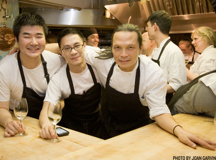 Yuhi Fujinaga, Doron Wong, and Susur Lee in the Beard House kitchen