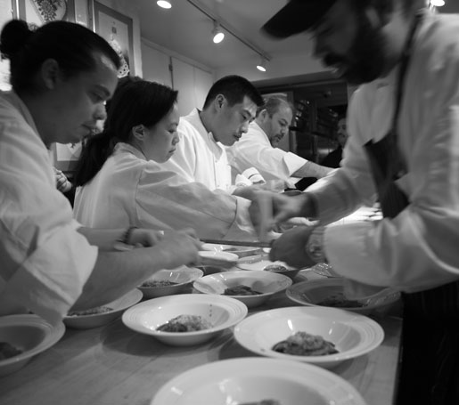 chefs in the James Beard House kitchen