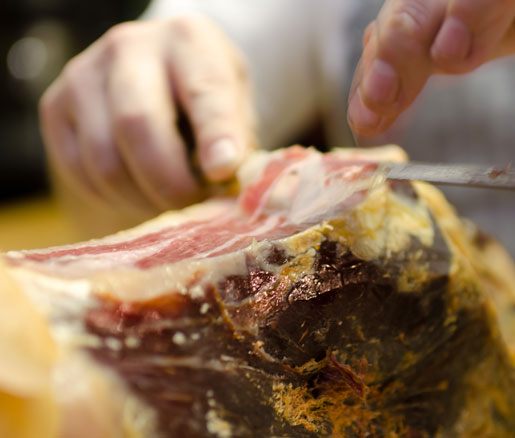 slicing ham at the James Beard House