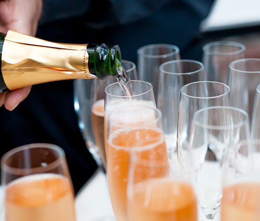 Pouring sparkling wine at the James Beard House