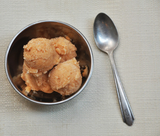 Recipe for Cantaloupe and Sun Tea Sorbet, adpated by the James Beard Foundation