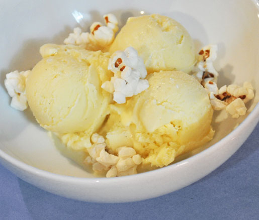 Recipe for popcorn ice cream, adapted by the James Beard Foundation