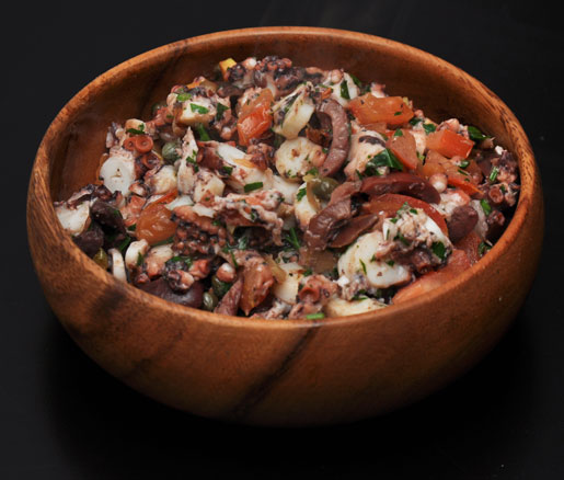 Recipe for Braised Octopus Salad with Capers and Preserved Lemon, adapted by the James Beard Foundation