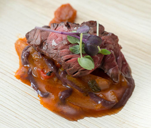 Grilled Hanger Steak with Peperonata