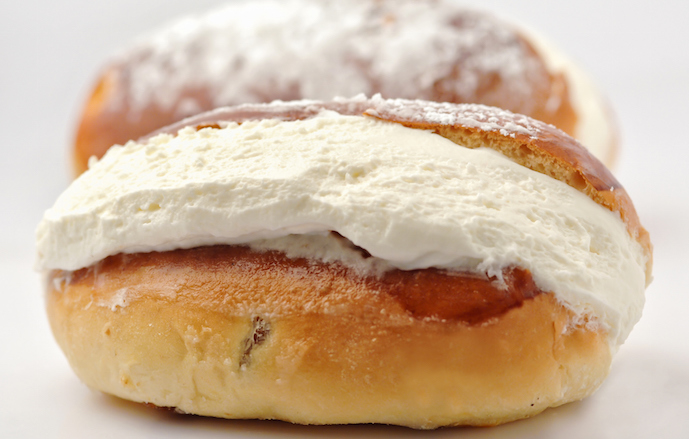 Maritozzo, a sweet, yeasted roll filled with fresh whipped cream.