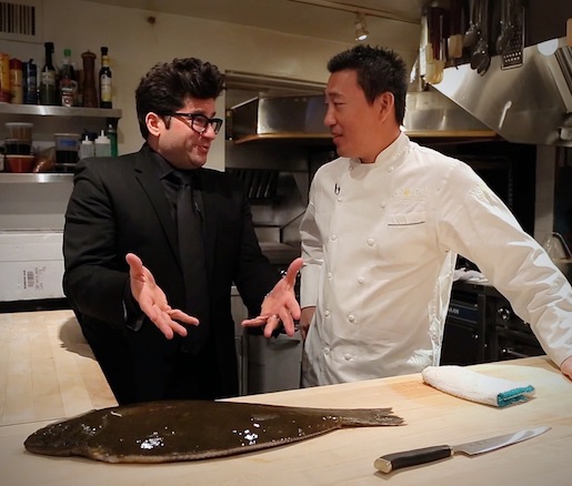 Billy Harris and chef Akira Back in the Beard House kitchen 
