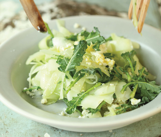 Shaved Broccoli Stalk Salad with Lime and Cotija