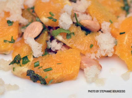 Orange–Marcona Almond Salad with Pineapple Granita