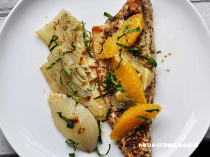 Grilled Loup de Mer with Braised Fennel